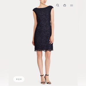 Lauren Ralph Lauren Navy Blue Lace Sheath Dress